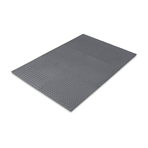 Amazon Basics Foam Interlocking Exercise Gym Floor Mat Tiles - Pack of 6, 24 x 24 x .5 Inches, Grey