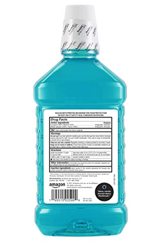Amazon Basics Fresh Breath Mouthwash, Blue Mint Antiseptic, Fights Bad Breath and Gingivitis, Refreshing, 1.5 Liters, 50.7 Fl Oz, 1-Pack (Previously Solimo) view 2