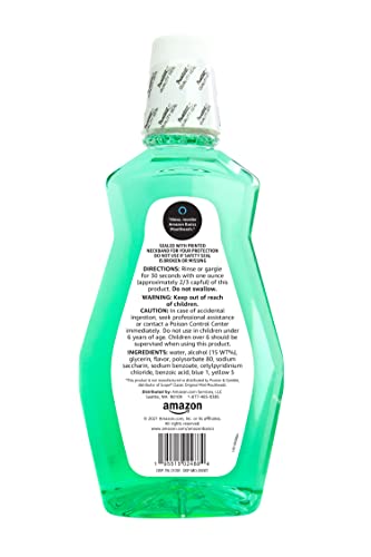 Amazon Basics Fresh Breath Mouthwash for Bad Breath, Refreshing Mint, Clean Taste, 33.8 fl oz (Previously Solimo) view 2