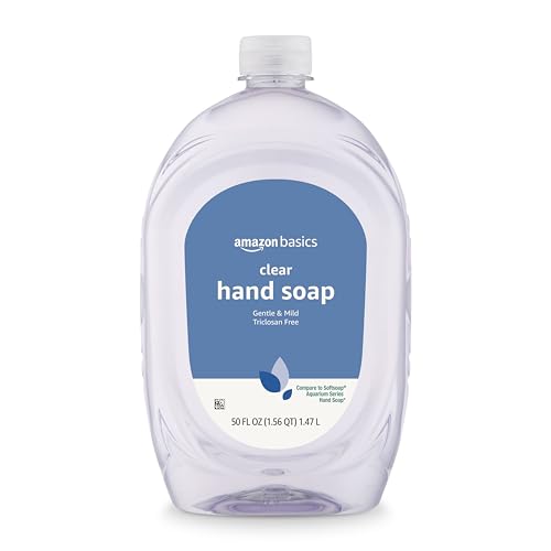 Amazon Basics Gentle & Mild Clear Liquid Hand Soap Refill, Triclosan-Free, Dermatologist-Tested, pH Balanced, 50 Fl Oz, 2-Pack (Previously Solimo) view 2