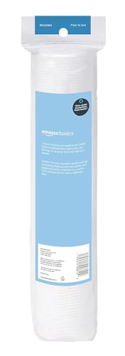 Amazon Basics Hypoallergenic 100% Cotton Rounds for Makeup Removal and Skincare, 600 Count, 6 Packs of 100 Count