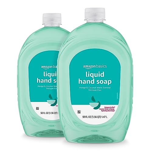 Amazon Basics Liquid Hand Soap Refill, Mango & Coconut Water Scent, Triclosan-Free, 50 Fl Oz (Pack of 2)