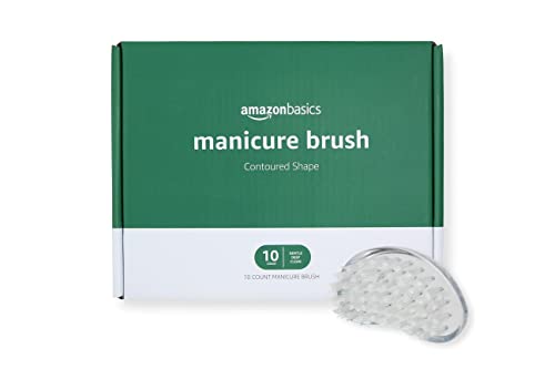 Amazon Basics Manicure Brush, 10 Count, Clear, White
