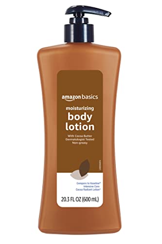 Amazon Basics Moisturizing Cocoa Butter Body Lotion for Dry Skin, Non-Greasy, Paraben Free, Lightly Scented, 20.3 Fl Oz, 4-Pack view 2