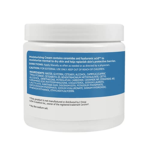 Amazon Basics Moisturizing Cream for Face and Body, Fragrance-Free, with Ceramides, Hydrating for Dry Skin, 16 Ounces, 1-Pack view 2