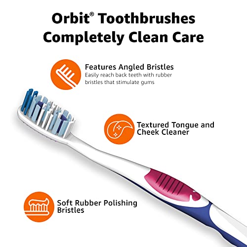 Amazon Basics Orbit Toothbrushes, Soft, Full, 4 Count, Assorted Colors (Previously Solimo)
