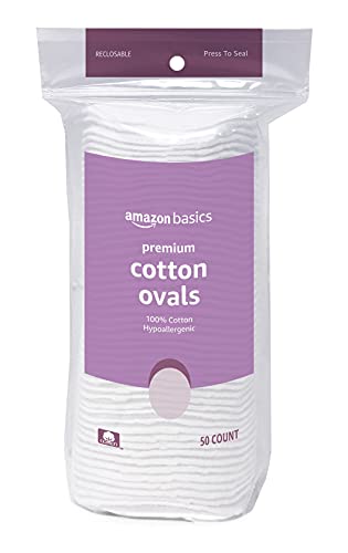 Amazon Basics Oval Premium Makeup Remover Pads, Large, Cotton, Exfoliating, 300 Count (6 Packs of 50) (Previously Solimo) view 2