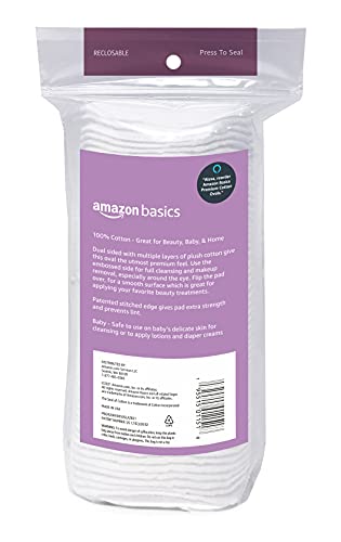 Amazon Basics Oval Premium Makeup Remover Pads, Large, Cotton, Exfoliating, 300 Count (6 Packs of 50) (Previously Solimo) view 3