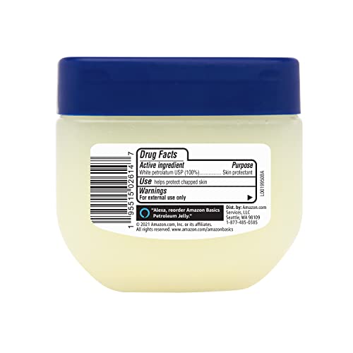 Amazon Basics Petroleum Jelly White Petrolatum Skin Protectant, Unscented, 7.5 oz, 4-Pack, (Previously Solimo)