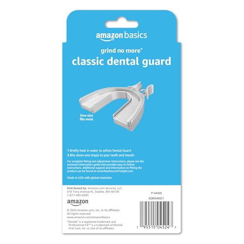 Amazon Basics Rest Assured Grind No More Classic Dental Guard, Custom Nighttime Protection from Clenching Teeth, Bruxism, Moldable Fit, Storage Case and Fitting Tray, 2 Pack