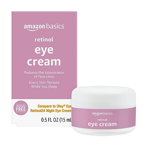 Amazon Basics Retinol Under Eye Cream, Fragrance Free, Reduces Fine Lines, Night Treatment, 0.5 Ounces, 1-Pack