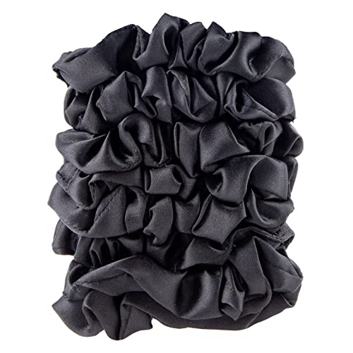 Amazon Basics Satin Scrunchies Black Hair Ties, Pack of 8