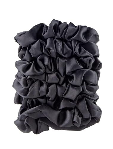 Amazon Basics Satin Scrunchies – No Crease, No Damage Hair Ties – Frizz Free, Gentle, Stylish Scrunchies. Black, 8 Count, For Thin and Normal Hair view 2