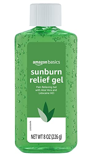 Amazon Basics Sunburn Relief Gel with Aloe Vera, Soothing, Cooling, Itch Relief, 8 oz, Pack of 1 (Previously Solimo)