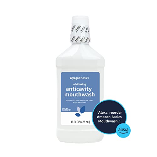 Amazon Basics Whitening Anticavity Mouthwash, Fresh Mint Flavor, Whitens Teeth, Prevents Cavities, 16 Fluid Ounces, 1-Pack (Previously Solimo) view 3