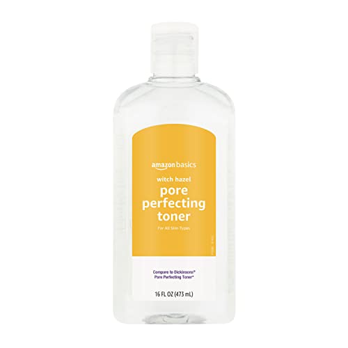 Amazon Basics Witch Hazel Pore Perfecting Toner, 100% Natural Distilled, Paraben-Free, 16 Fluid Ounces, 1-Pack