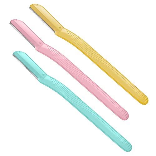 Amazon Basics Women's Dermaplaning Tool, Peach Fuzz Remover, Facial Hair Removal, Exfoliating Face Razor with Microguard Blade for Safe Eyebrow Shaping, Includes Blade Cover, Multicolor, 3 Count view 2
