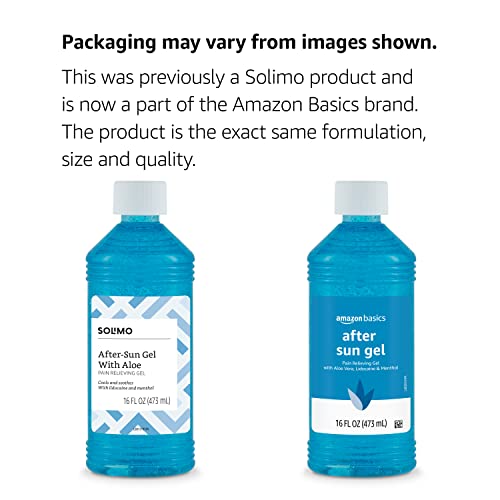 Amazon Brand - Solimo After Sun Gel with Aloe, Lidocaine and Menthol, 16 Fluid Ounce (1 Pack)