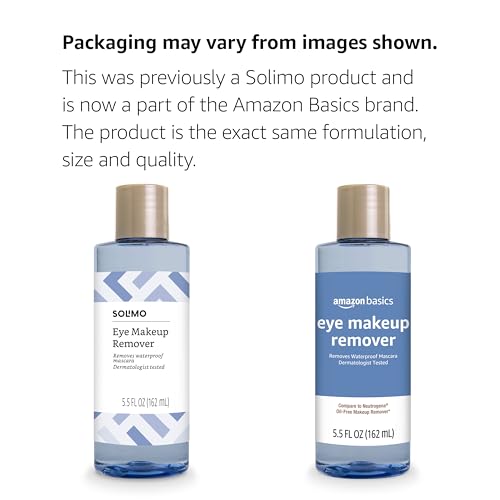 Amazon Brand - Solimo Eye Makeup Remover, Removes Waterproof Mascara, Dermatologist Tested, 5.5 Fluid Ounce