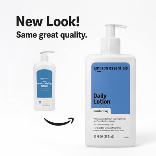 Amazon Essentials Daily Moisturizing Lotion for Face and Body, Fragrance Free, with Ceramides, 12 Fluid Ounces, 2-Pack view 2
