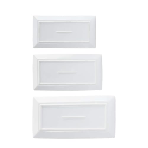 Amazon Basics 3-Piece Porcelain, Party Platter Appetizer, Dinner, Dessert Set, 12.75 inch, 11 inch, 10 inch, White (Previously AmazonCommercial brand)
