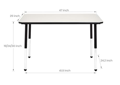 Amazon Basics Adjustable Height Rectangular Classroom Activity Table, Writing Desk for School and Home, Grey Top/Black Edge, 47" W x 29" L x 30" H view 3