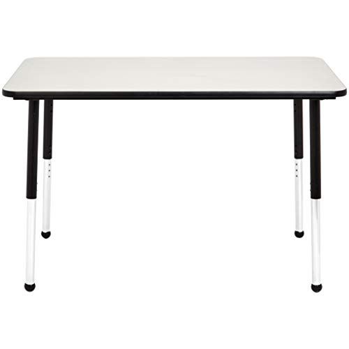 Amazon Basics Adjustable Rectangular Classroom Activity Table, Writing Desk, Adjustable Height 19-30 Inch, Grey Top/Black Edge, 47" W x 29" L x 30" H