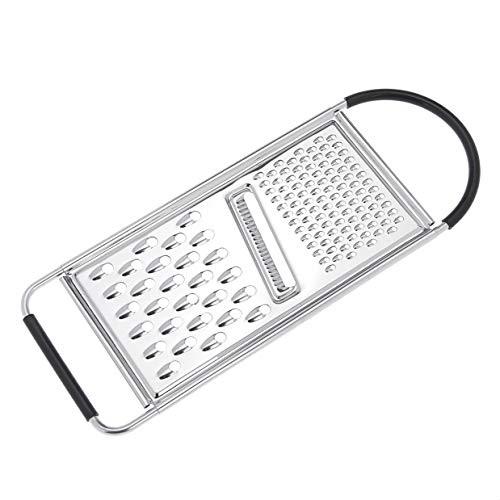 Amazon Basics Cheese Grater with Handle, Stainless Steel Zester, Easy to Clean, Dishwasher Safe, Rectangular, Non-Slip, Multifunction Tool for Kitchen Prep, Vegetables, Black view 2