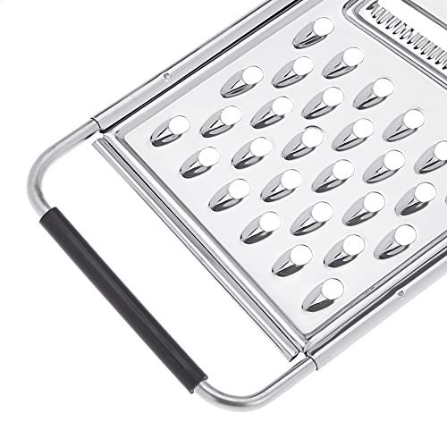 Amazon Basics Cheese Grater with Handle, Stainless Steel Zester, Easy to Clean, Dishwasher Safe, Rectangular, Non-Slip, Multifunction Tool for Kitchen Prep, Vegetables, Black view 3