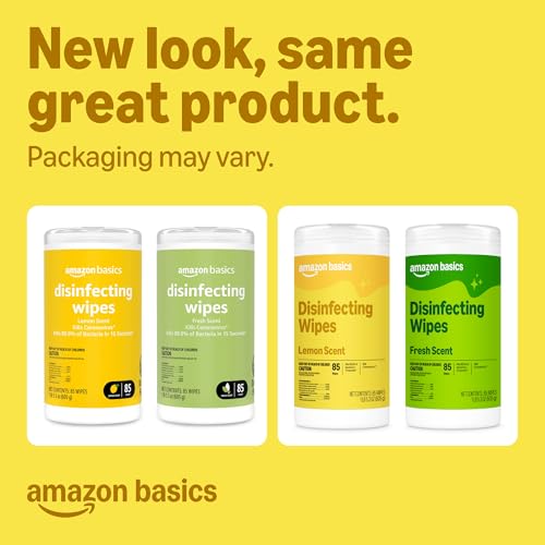 Amazon Basics Disinfecting Wipes, Lemon & Fresh Scent, Sanitizes, Cleans, Disinfects & Deodorizes, 255 Count (3 Packs of 85), Packaging May Vary view 2