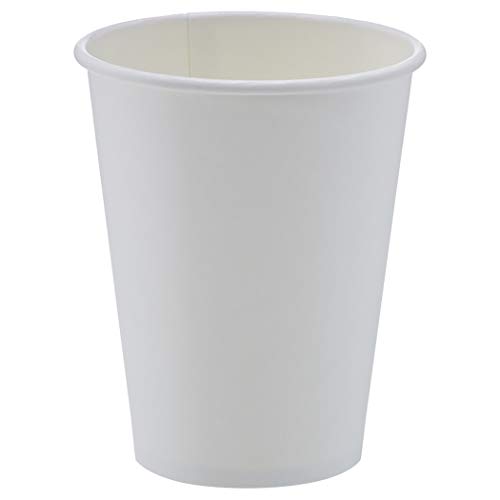 Amazon Basics Disposable Compostable Paper Coffee Cups for Hot & Cold Beverages, Leak-Proof, 12 Ounces, White, 1000 Count