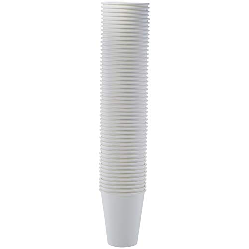 Amazon Basics Disposable Compostable Paper Coffee Cups for Hot & Cold Beverages, Leak-Proof, 12 Ounces, White, 1000 Count view 2