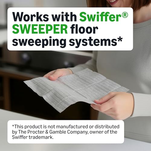 Amazon Basics Dry Sweeping Cloths for Floor Cleaning, Pet Hair, Dust, Dirt, Multi-Surface, Disposable, Fits Swiffer Sweeper Mop Heads, 64 Count, Packaging May Vary view 3