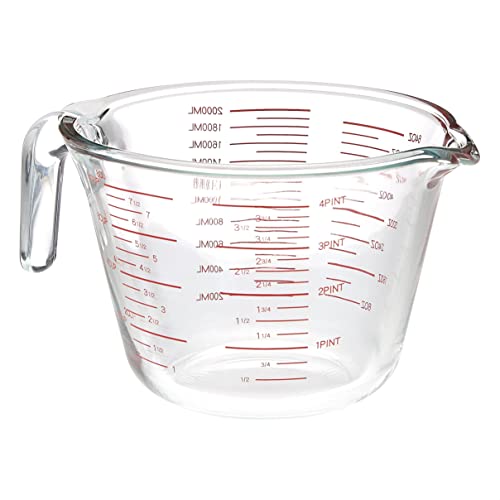 Amazon Basics Glass Measuring Cup, Precise 8 Cup Capacity, Clear Kitchen Measuring Tool, 2 L (Previously AmazonCommercial Brand)