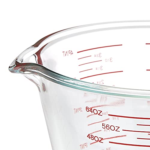Amazon Basics Glass Measuring Cup, Precise 8 Cup Capacity, Clear Kitchen Measuring Tool, 2 L (Previously AmazonCommercial Brand)