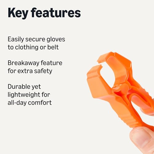 Amazon Basics Glove Clips for Work Safety, Glove Keepers for belt, Orange, 24-Pack view 2