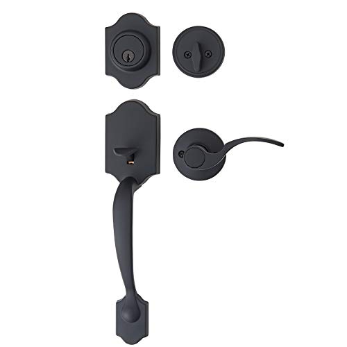 Amazon Basics Handleset with Shelby Lever - Single Cylinder - Matte Black-6 Packs 1 Carton