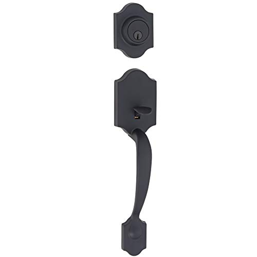 Amazon Basics Handleset with Shelby Lever - Single Cylinder - Matte Black-6 Packs 1 Carton