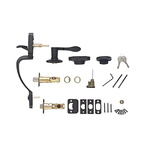 Amazon Basics Handleset with Shelby Lever - Single Cylinder - Matte Black-6 Packs 1 Carton