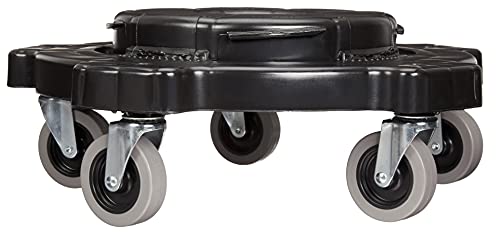 Amazon Basics Heavy-Duty Rolling Dolly to Fit 32, 44 & 55 Gallon Round Containers, for Offices, Restaurants, Commercial Environments, Twist On/Off, 18.25", Black, 2-Pack view 2