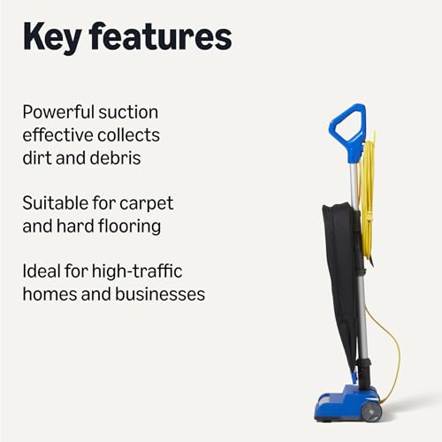Amazon Basics Heavy Duty Upright Bagged Vacuum with Powerful Suction for Carpet and Bare Floors, Commercial-Grade view 2