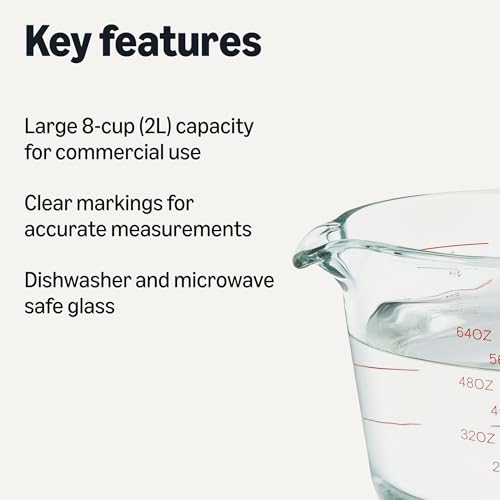 Amazon Basics Large Size Glass Measuring Cup, 8 Cup (2L), Easy-to-Read Markings, Dishwasher/Microwave/Freezer/Oven Safe (Previously AmazonCommercial) view 2