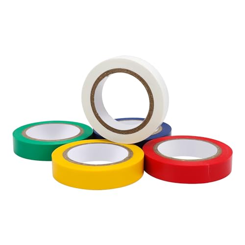 Amazon Basics Strong Adhesive Electrical Tape for Home, DIY, Automotive, Electrical Protection, Labeling and Craft Projects, 1/2" x 6.66 yard, Multi-Color, 10-Pack view 3