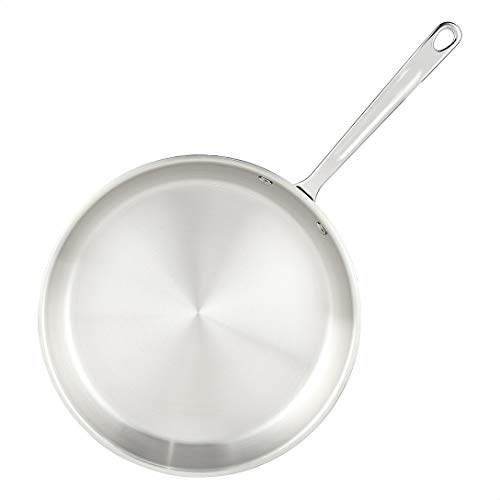 Amazon Basics Tri-Ply Stainless Steel Fry Pan, 12 inch, Silver (Previously AmazonCommercial brand)