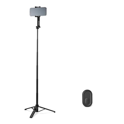 Amazon Basics 36" Portable Selfie Stick Mini Tripod for Phone with Detachable Remote, 360-Degree Rotation, 30-Foot Range, Compatible with iPhone, Samsung, and More, Black