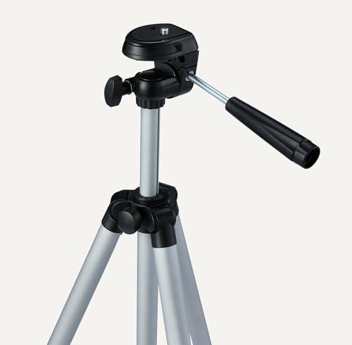 Amazon Basics 50" Lightweight Tripod for Camera and Phone with Travel Bag, Remote Control, Height Adjustable, 360-Degree Rotation, Aluminum, Silver view 3