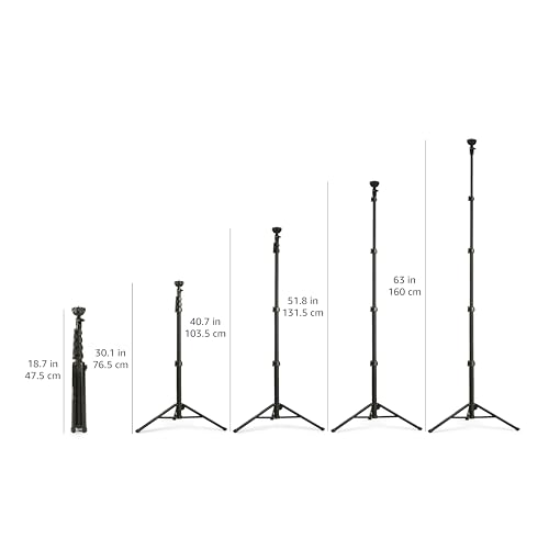 Amazon Basics 64-inch Extendable Tripod for iPhones and Smartphones, Selfie Stick Mode and Phone Tripod Mode, Black