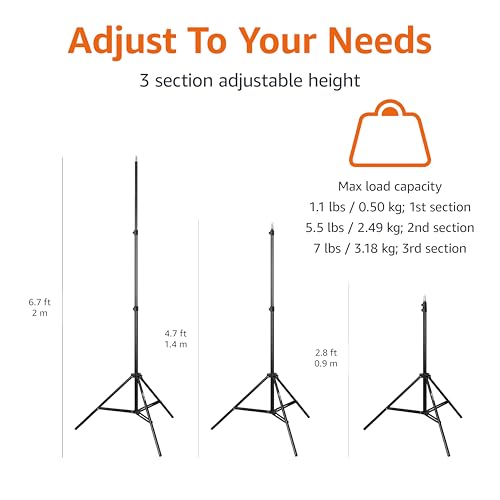 Amazon Basics Portable Aluminum Photography Light Stand Tripod with Case, 2.8-6.7 feet, Black view 3