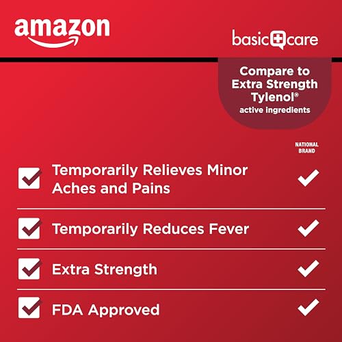 Amazon Basic Care Extra Strength Pain Relief, Acetaminophen Caplets, 500 mg, 200 Count (Packaging may vary)