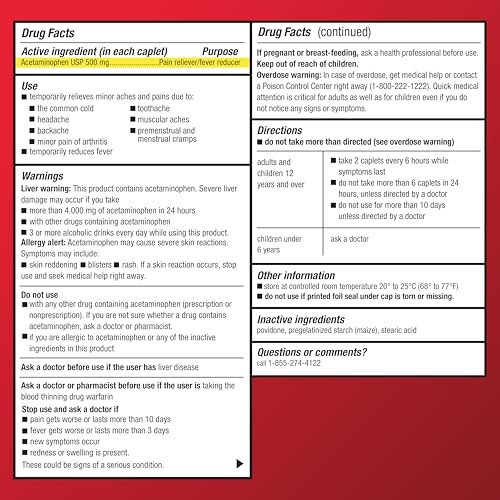 Amazon Basic Care Extra Strength Pain Relief, Acetaminophen Caplets, 500 mg, 1000 Count (Packaging may vary)
